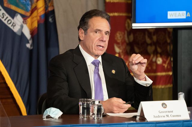 Governor Andrew Cuomo at a recent press briefing at the State Capitol.